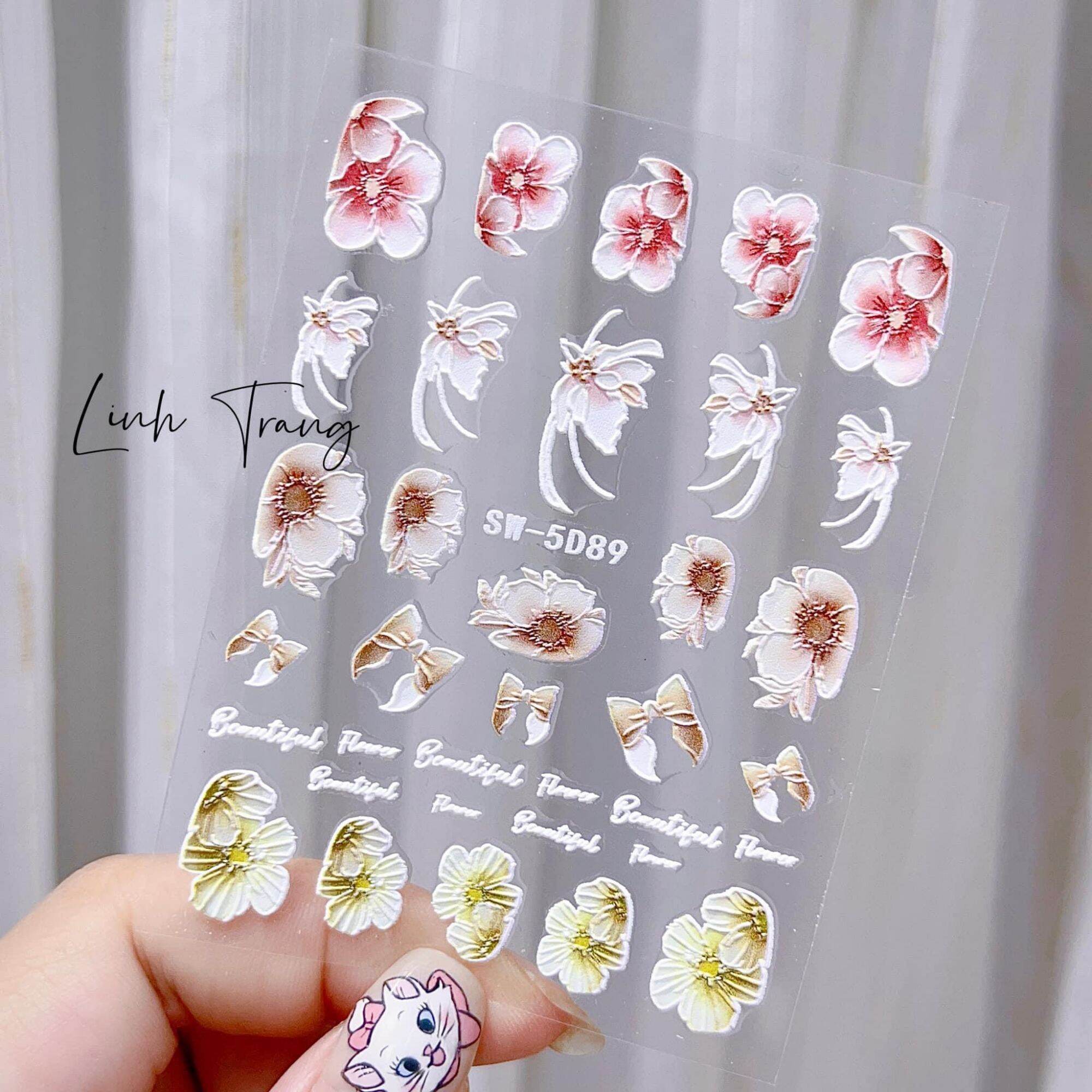 Sticker lụa Sticker 5D dán móng trang trí nail cao cấp