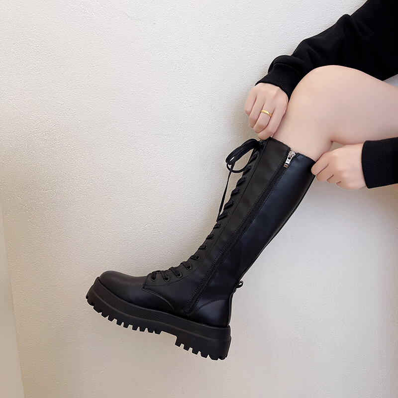 Bốt dài không qua gối bốt dr. martens ống cao kỵ sĩ mẫu mới 2023 thu đông cho nữ bốt đi xe máy đế dày người nhỏ ống cao vừa