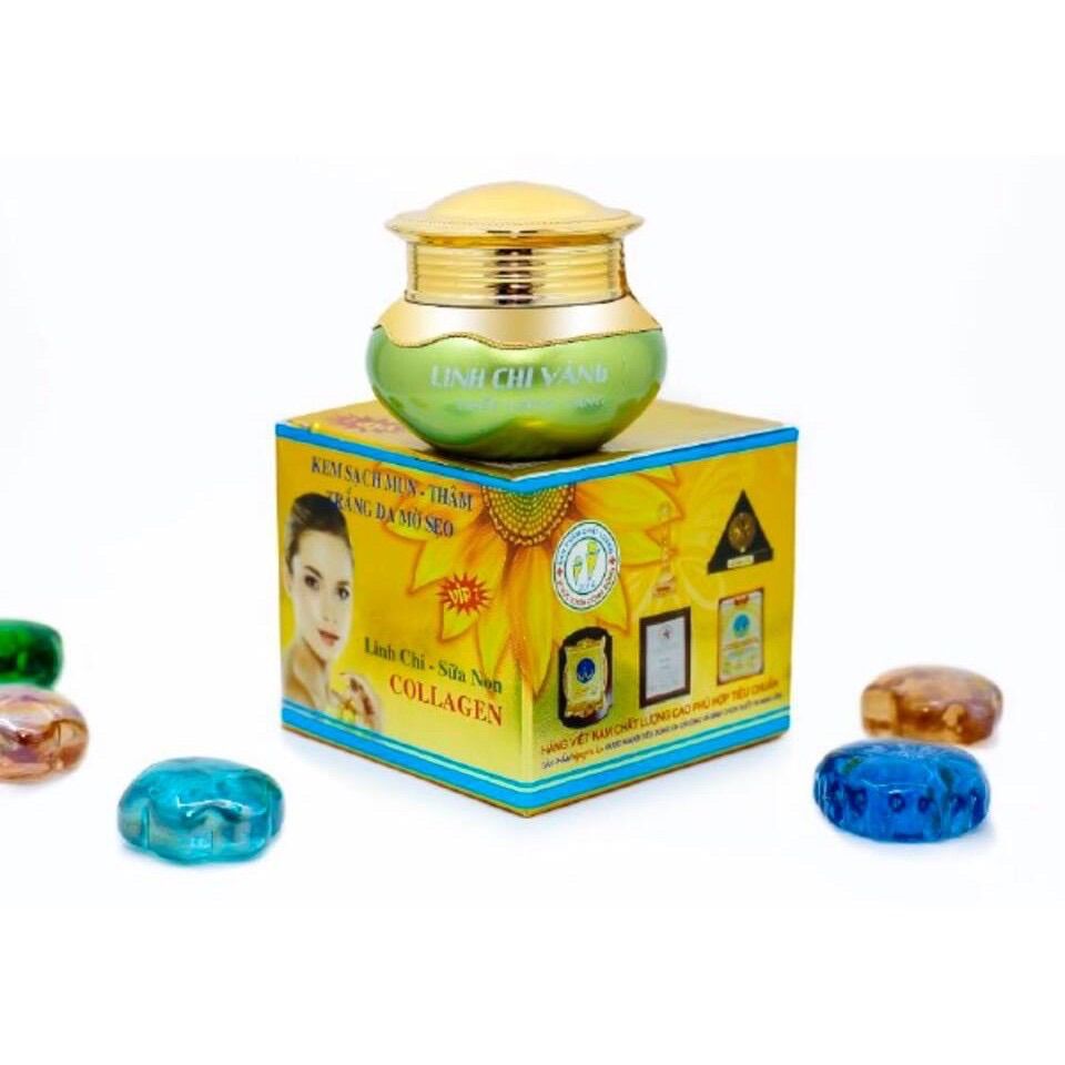 [HCM]Kem Sạch Mụn Thâm Trắng Da Mờ Sẹo Linh Chi Vàng 25g