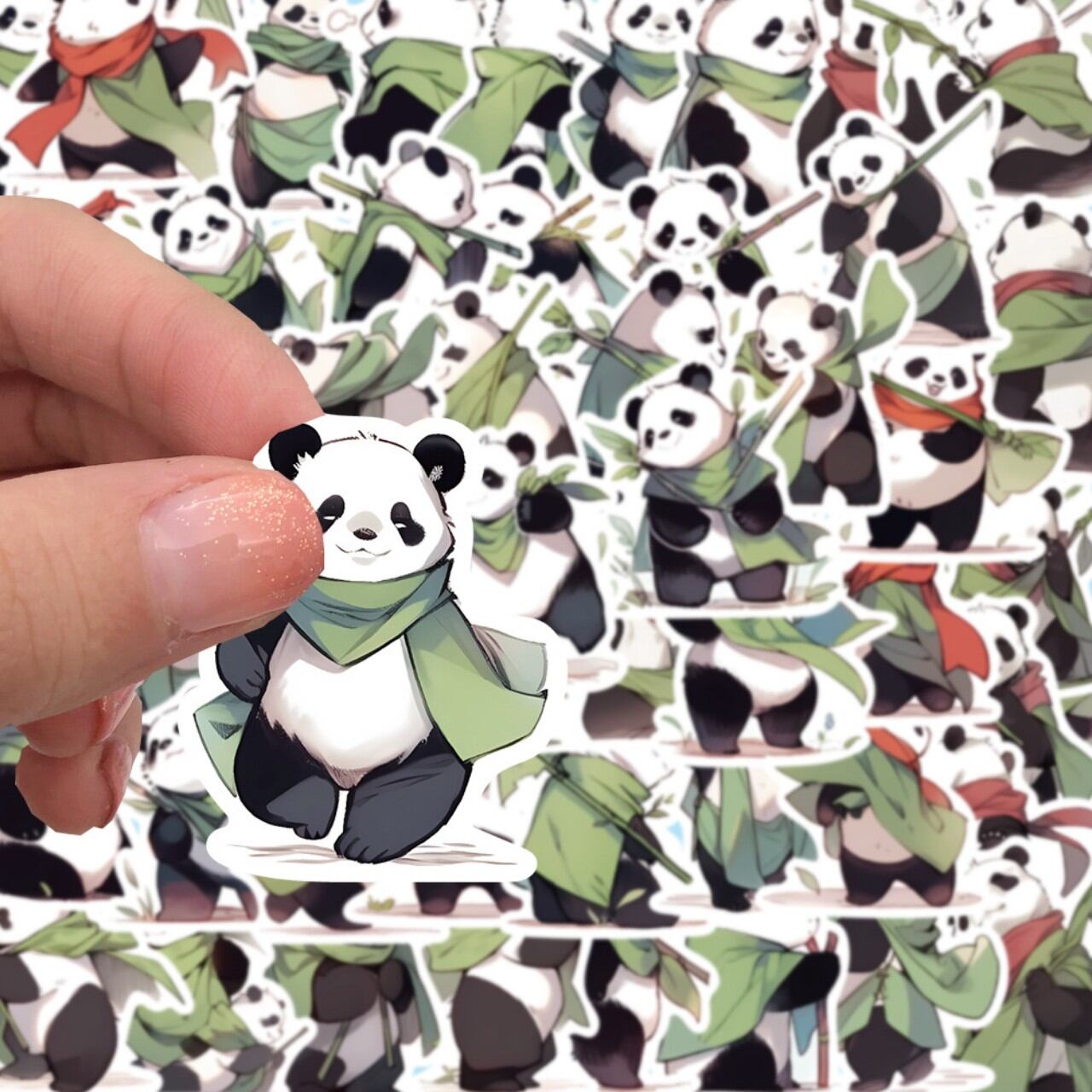 Set 50 miếng sticker hình dán chống nước gấu trúc panda