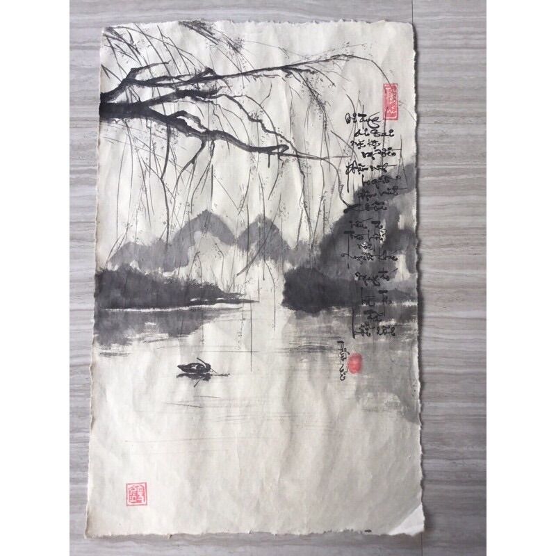 Tranh- Tranh thư pháp thuỷ mặc ( kt 40x60cm)