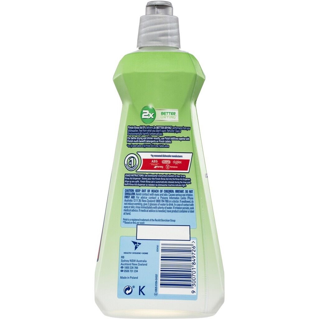 Nước làm bóng Finish Eco 0% 400ml hữu cơ / Bóng Finish 800ml / DDVS máy rửa chén bát 250ml / Vỉ vệ sinh 3 viên / Muối giành cho máy rửa chén bát 1kg/1.2kg/2kg / Treo khử mùi máy rửa chén bát
