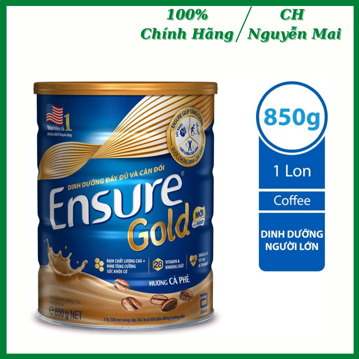 Sữa bột ensure gold hương cà phê 850g