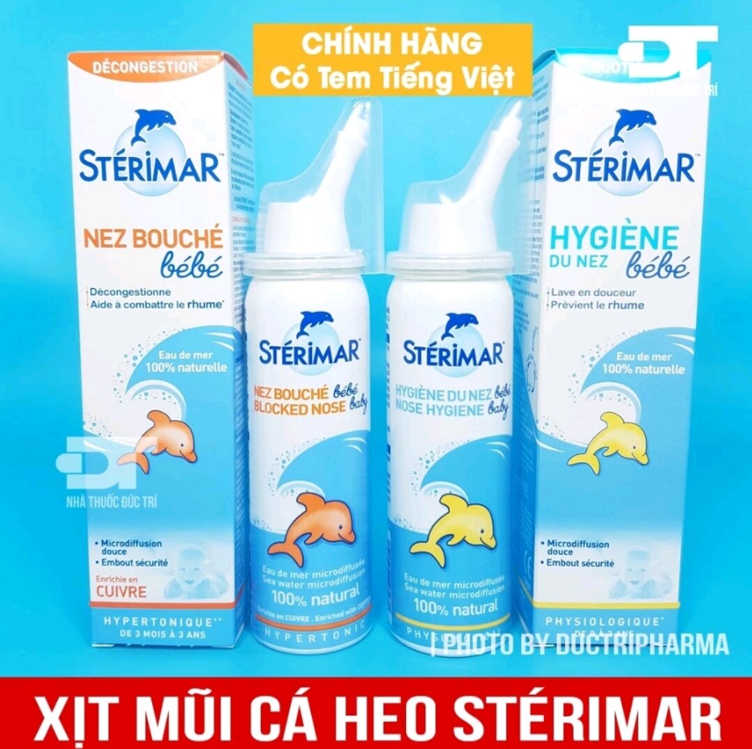 Xịt mũi cá heo Sterimar Pháp Chai 50 ml - giúp làm sạch