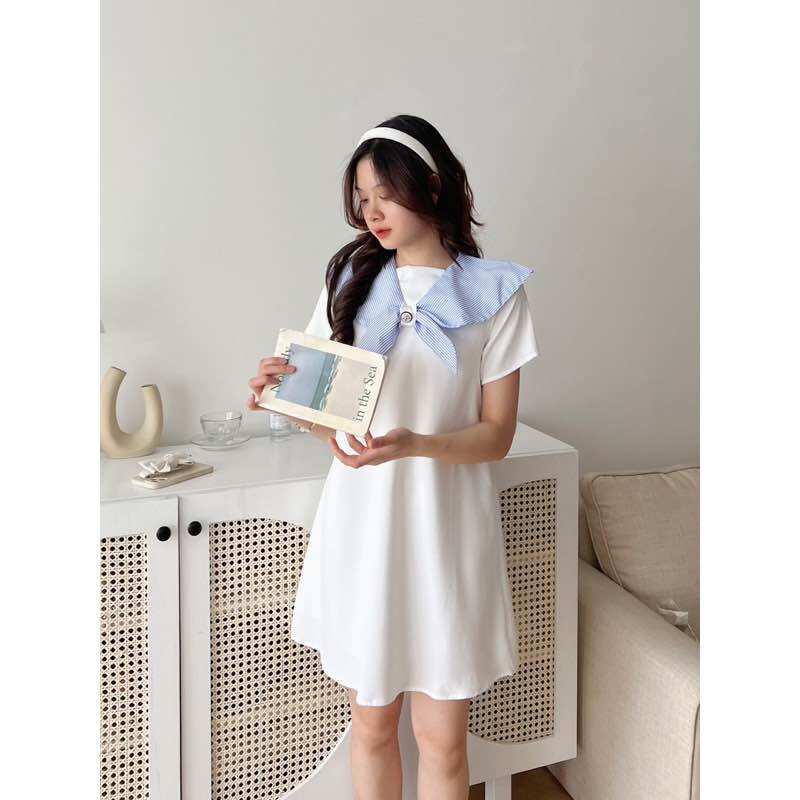 Váy-Đầm suông cổ thắt nơ thuỷ thủ