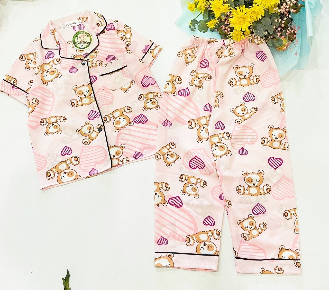 Bộ pijama cho bé trai bé gái chất lụa mango cao cấp