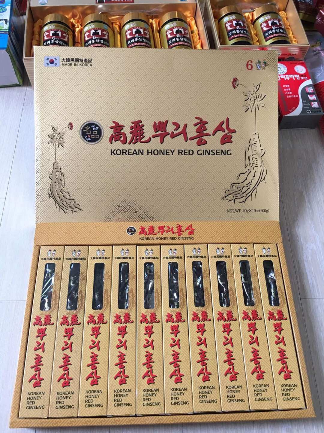 Sâm tẩm mật ong nguyên củ hộp 200g Hàn Quốc