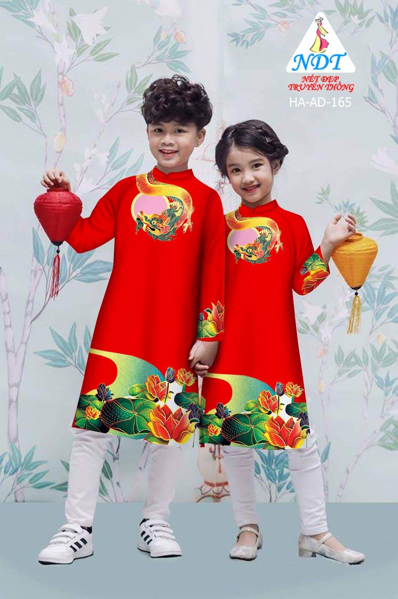 Áo dài cách tân rồng hoa sen