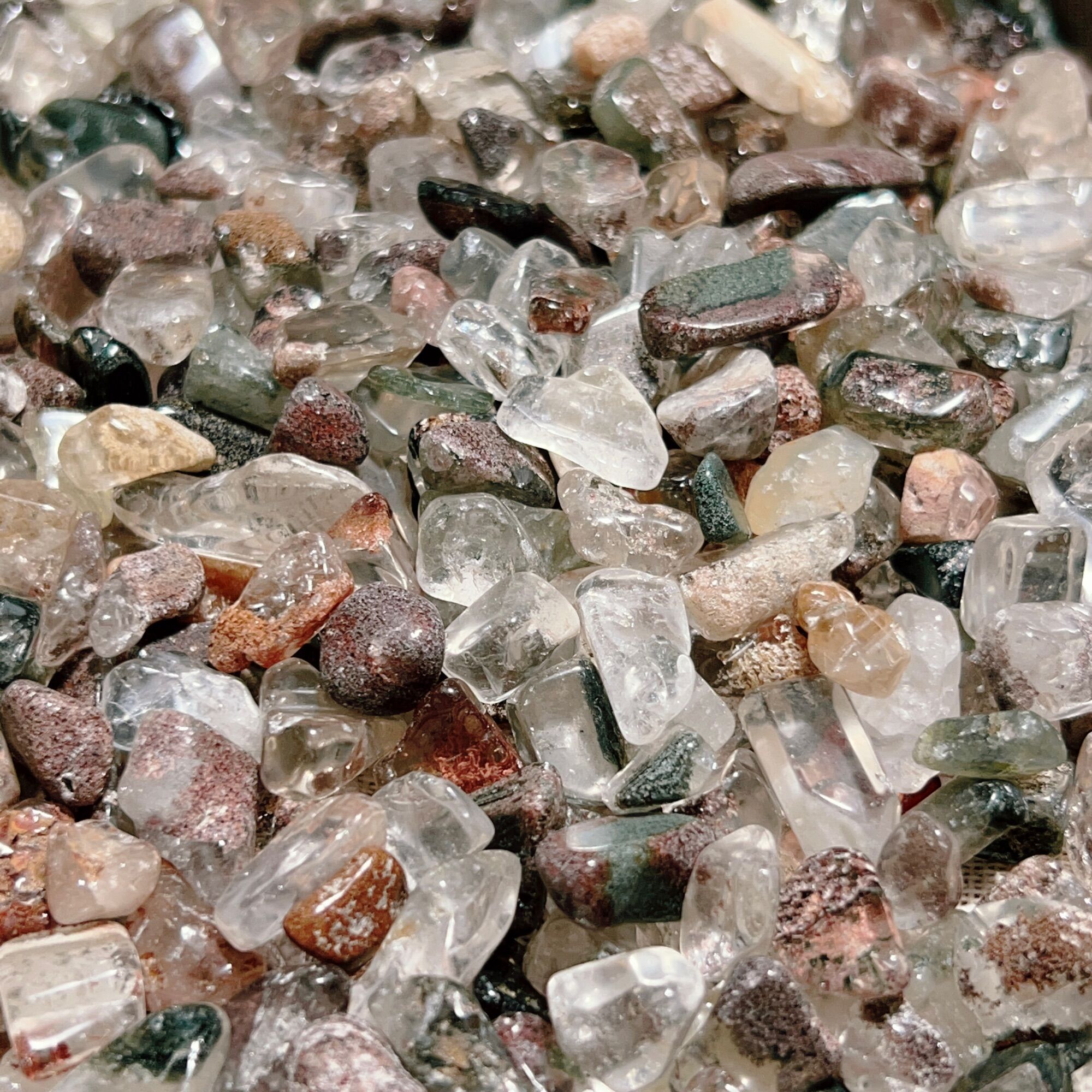 100g vụn đá Garden Quartz/ Ghost Quartz/ Scenic Quartz/ Landscape Quartz - Thạch anh Ưu linh tự nhiên
