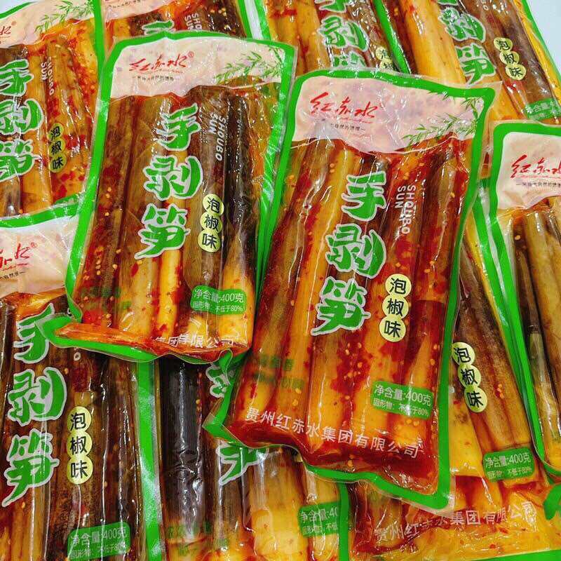 Măng Trúc cay Tứ Xuyên ngâm ớt xanh 500g, giòn ngon vị đặc sản