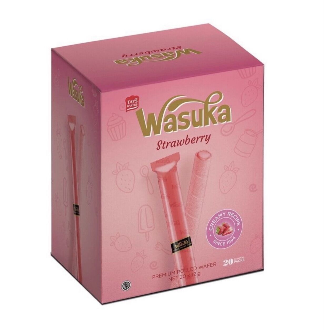 Hộp 20 thanh Bánh quế Wasuka Nhân Dâu