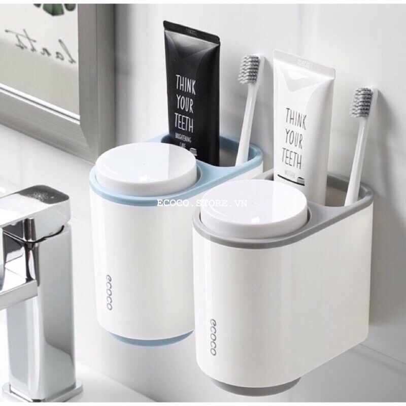 Giá cắm bàn chải đánh răng 2 cốc nam châm dán tường Ecoco - Ecoco 1905