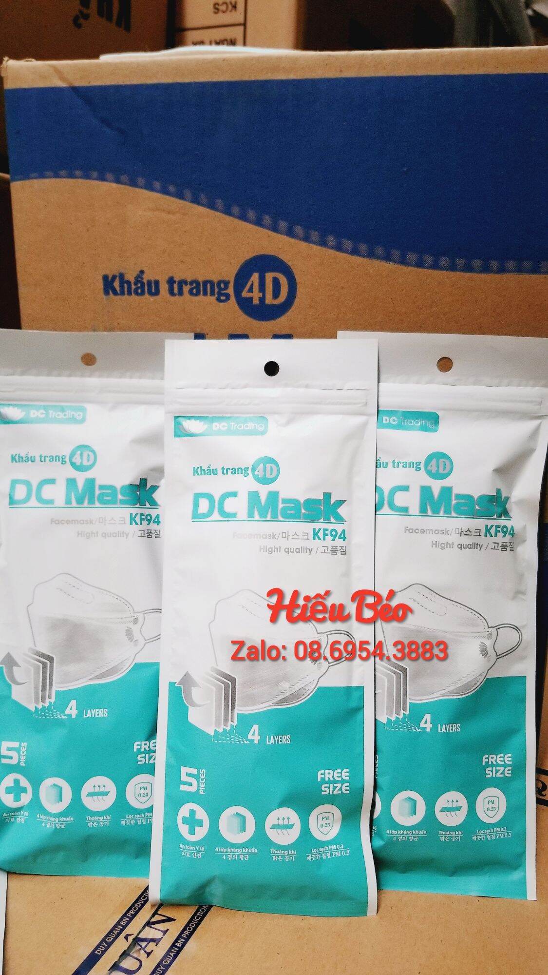 (kf94) khẩu trang 4d màu trắng combo 50 chiếc công nghệ hàn quốc