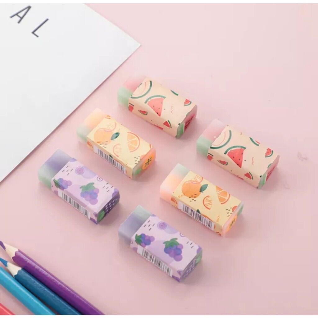 Combo 2 cục gôm tẩy bút chì hình trái cây, khủng long
