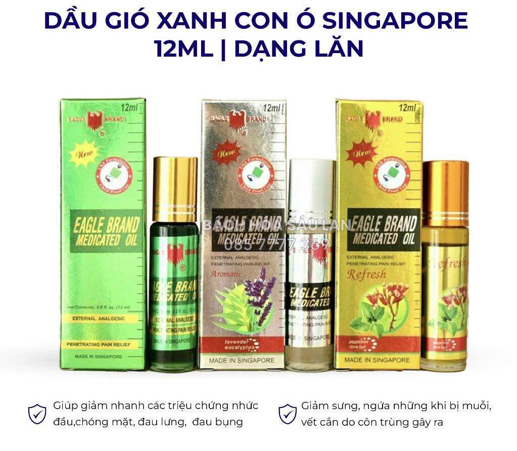 Dầu gió Singapore dạng lăn chai 12ml của Mỹ