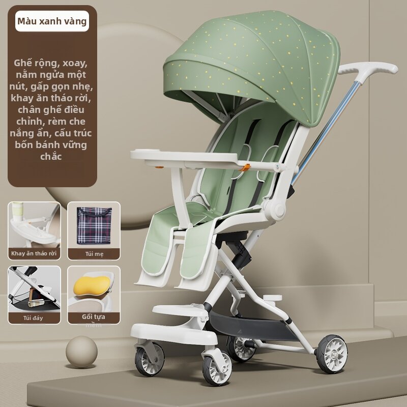 Portable Adjustable Reclining Shade Baby Stroller Bi-directional - 4