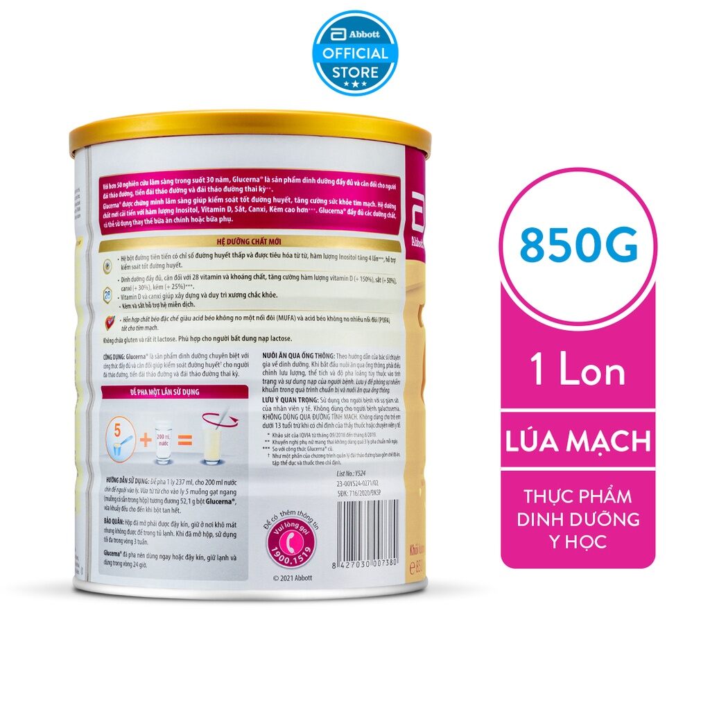 [Date 2025] Sữa Glucerna lon 850g cho người tiểu đường