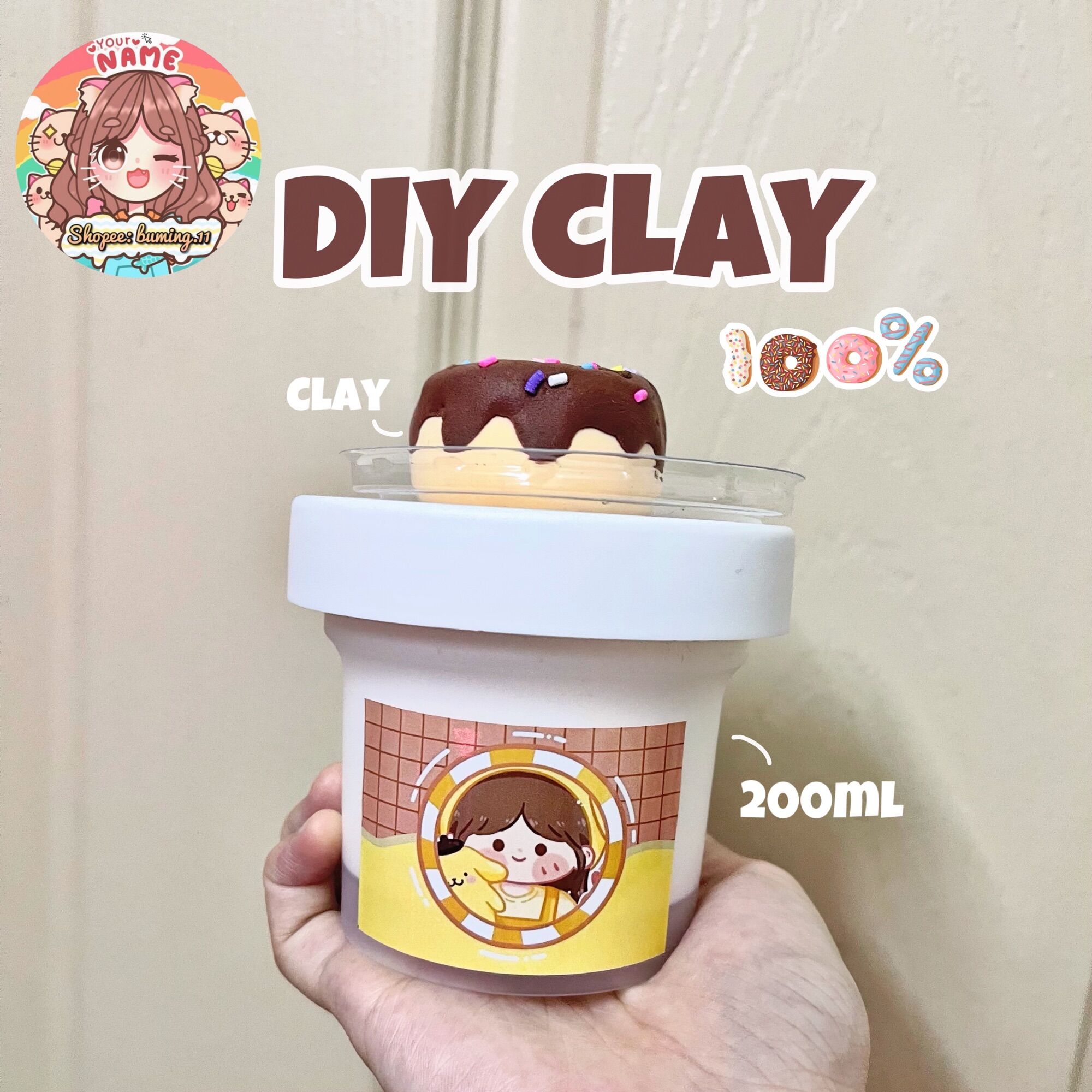 Diy slime - slime kèm bánh donut làm từ đất sét