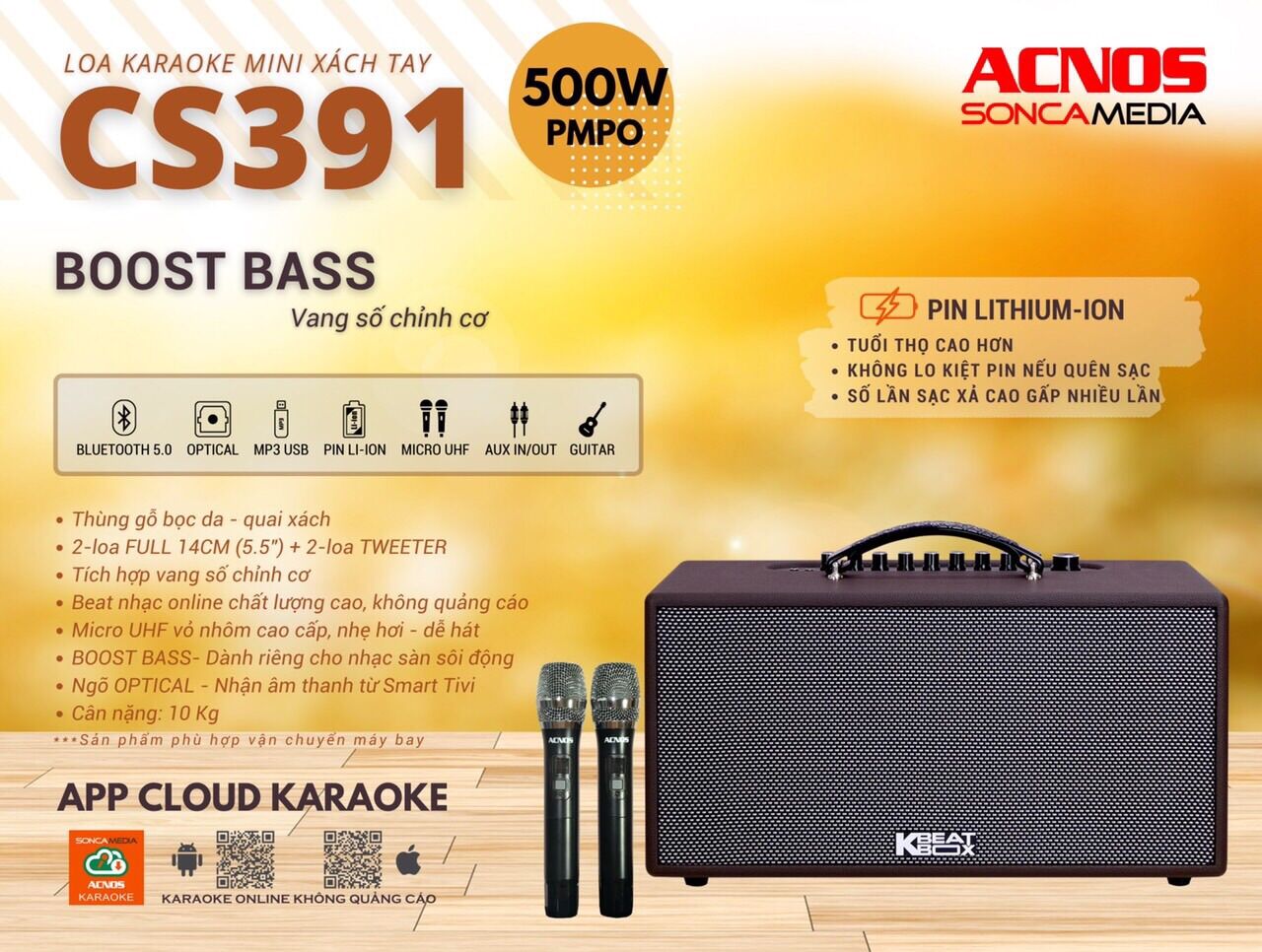 [Trả góp 0%]Dàn Âm Thanh Di Động ACNOS CS391 năm 2022 - Hàng Chính Hãng - Gia Khang Shop