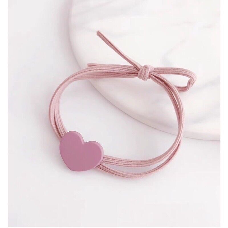 Dây cột tóc màu pastel hình trái tim xinh xắn