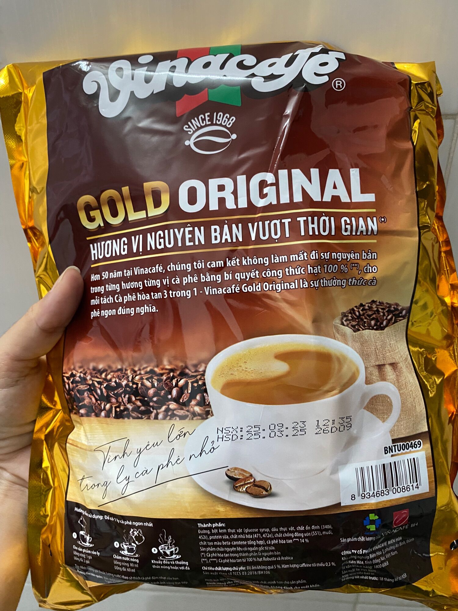 Cà phê sữa Vinacafe 3 in 1 bịch 24 gói x20g