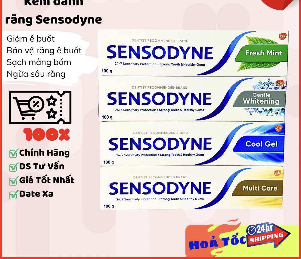 [Full] Sensodyne Toothpaste Reduces Sensitivity 24/7 Cool Mint Sensodyne Whitening, Multicare 100g