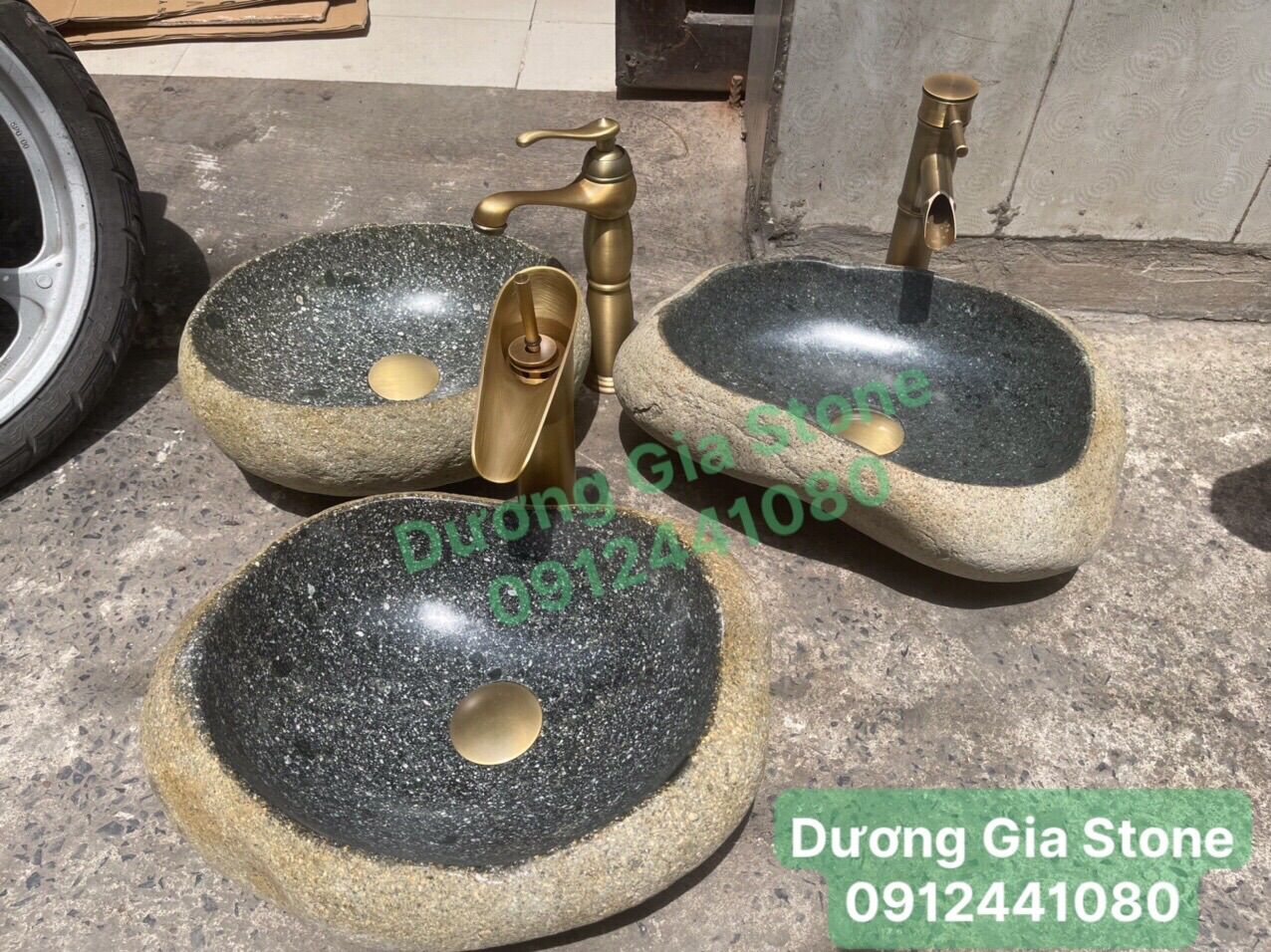 Lavabo đá cuội tự nhiên