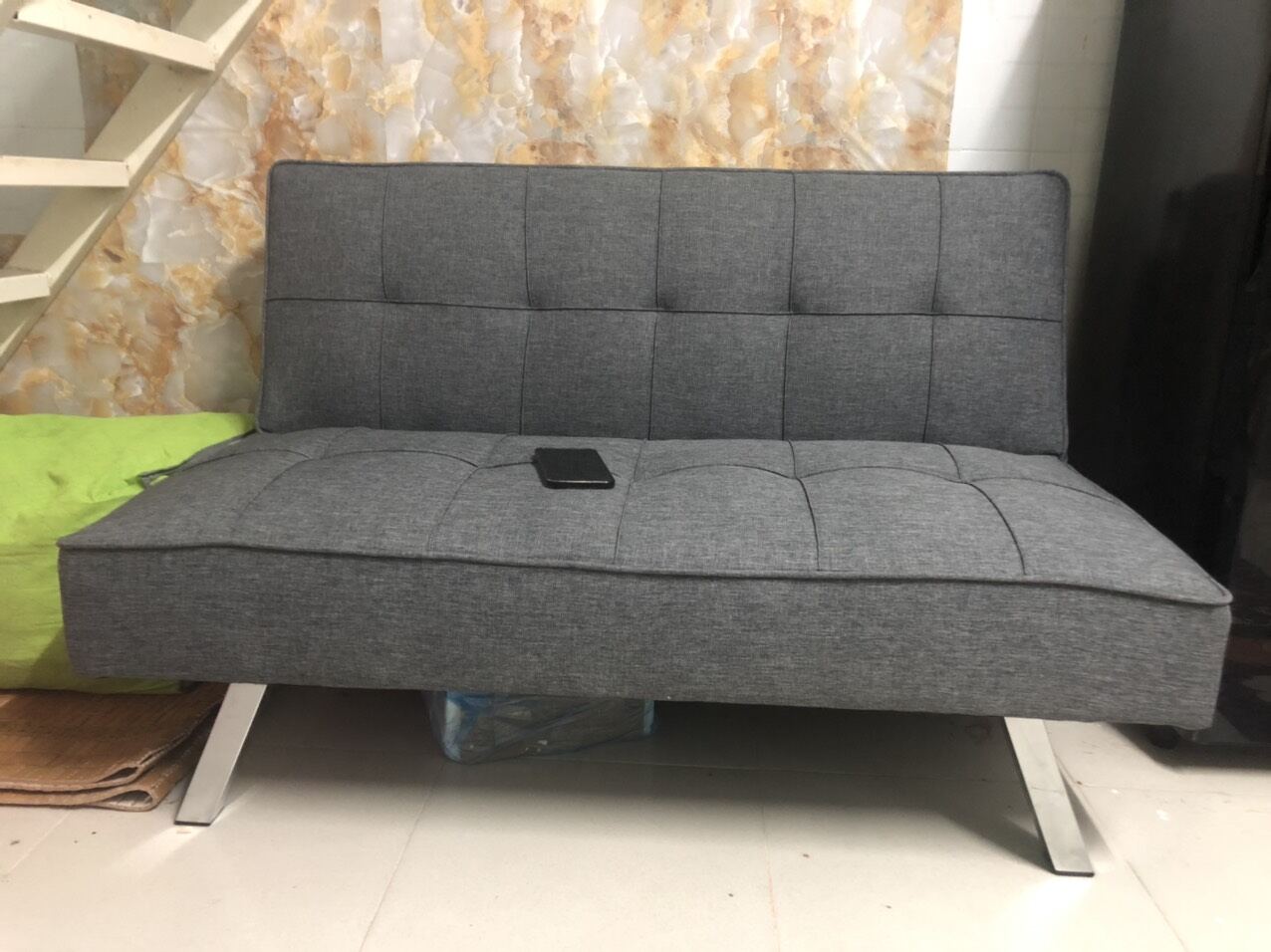 Ghế sofa bed nệm chân inox và gỗ size 1m2x98cm