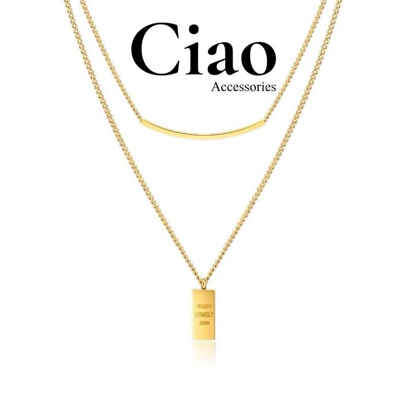 Dây chuyền, vòng cổ titan không gỉ thiết kế 2 lớp mã 91 Ciao