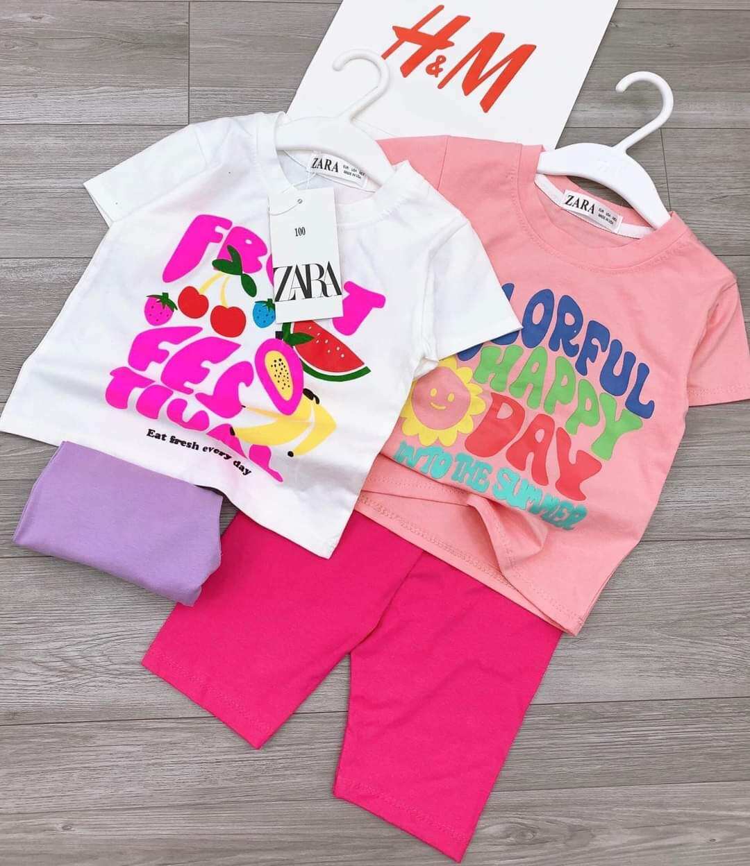 Sét 2 bộ bé gái chất cotton