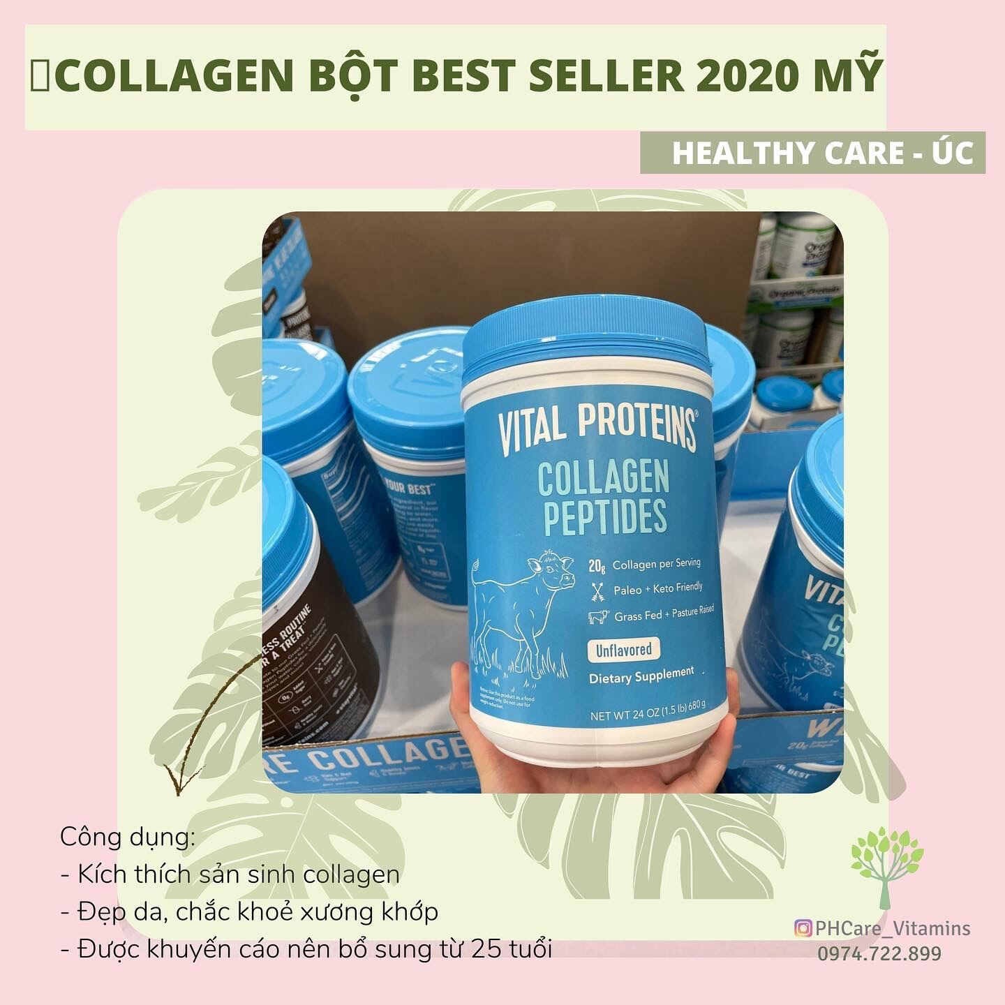 bột collagen thủy phân vital proteins collagen peptides 680g date 2026 2