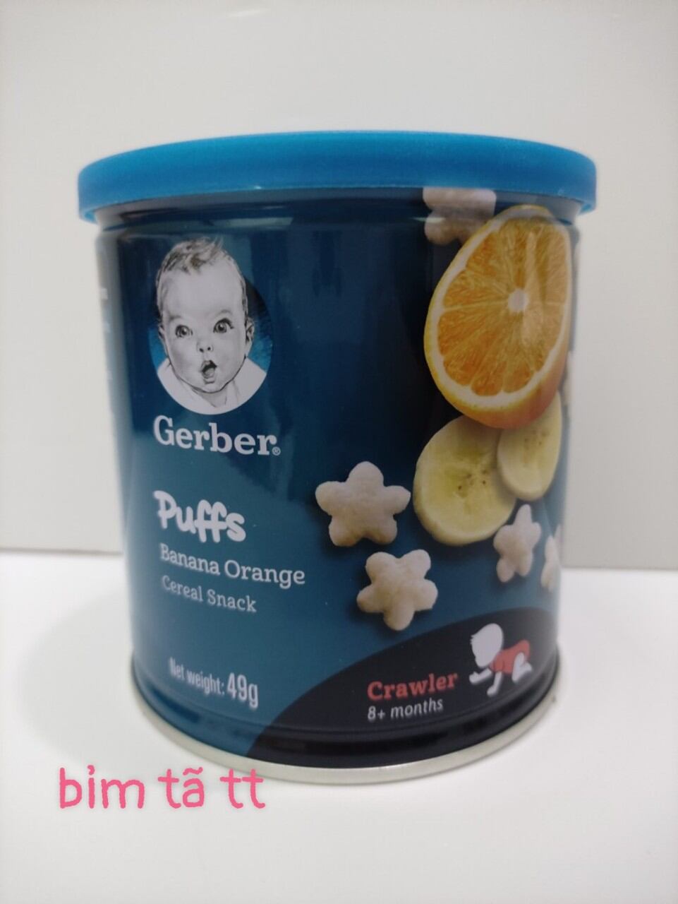 Bánh ăn dặm gerber puffs vị chuối mâm xôi/ chuối cam 49g date 10/2023