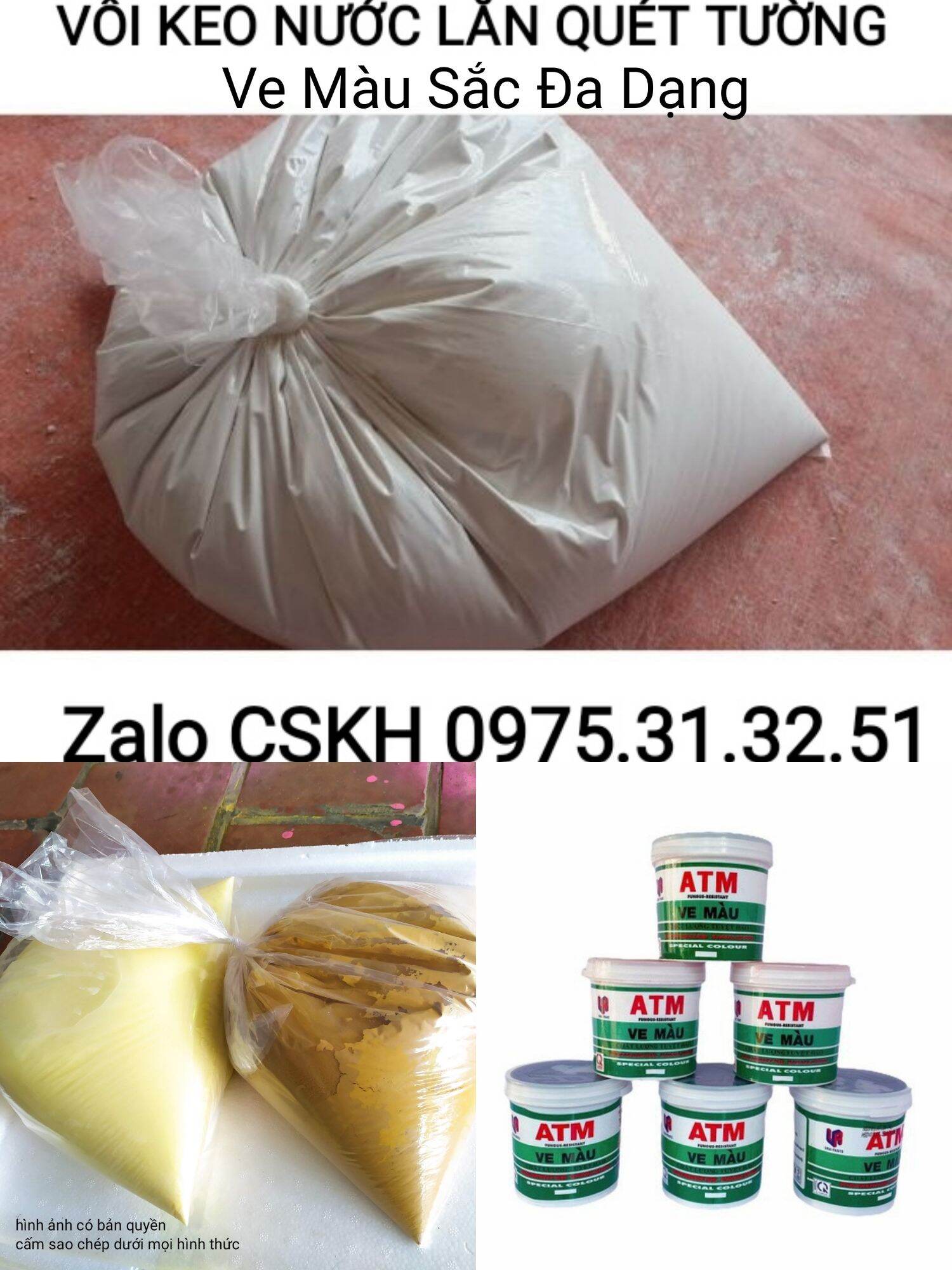 vôi keo quét tường màu trắng