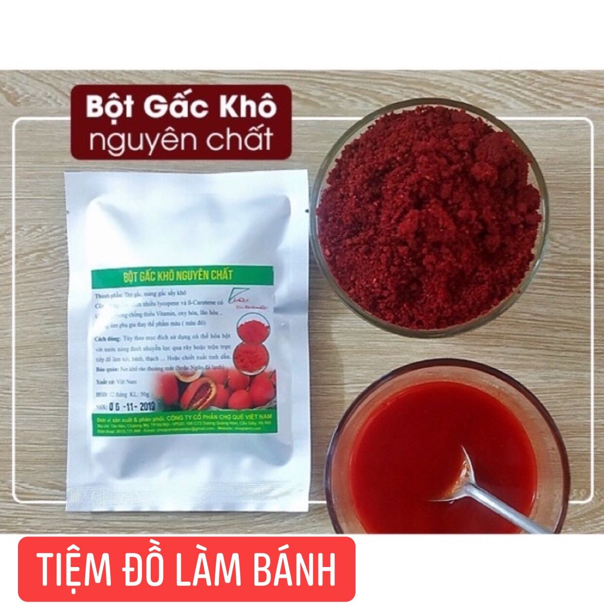Bột gấc khô tạo màu đỏ Chợ Quê 50g