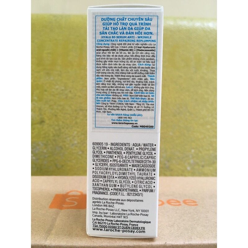 Serum Hyalu B5 (Tinh chất dưỡng B5) Laroche Posay 30ml