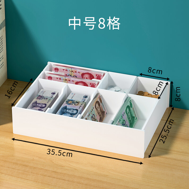 Hộp đựng tiền lẻ hộp đựng tiền xu phân loại ngăn kéo để bàn hộp thu ngân để tiền mặt