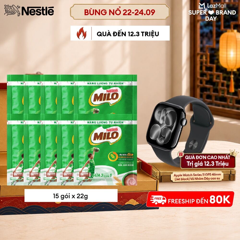 [FREESHIP TOÀN QUỐC] Thức uống lúa mạch Nestlé® MILO® Sữa 3 trong 1 - Bịch 15 gói 22g