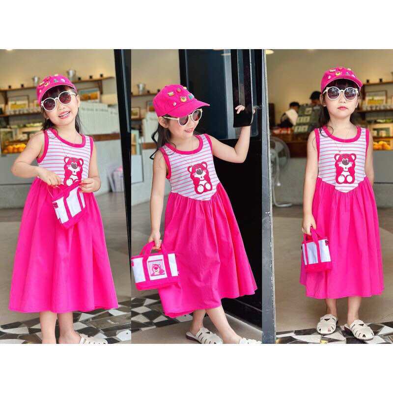 🌺 k69- váy 3 lỗ sọc gấu hồng dễ thương
