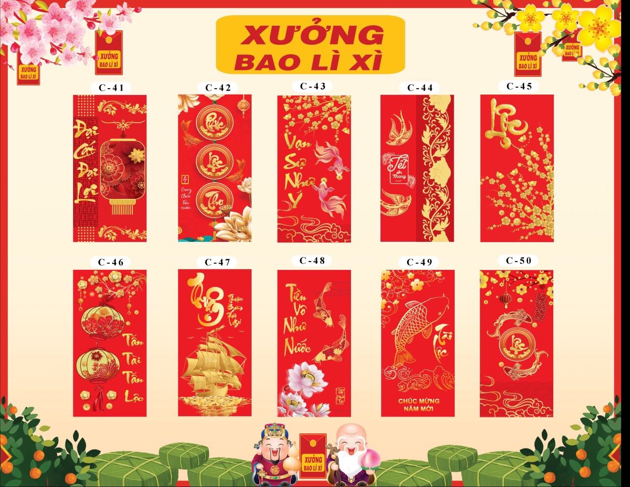 SỈ 1000 BAO LÌ XÌ ĐẸP ( vô sẵn 10 cái xấp bao kiếng)