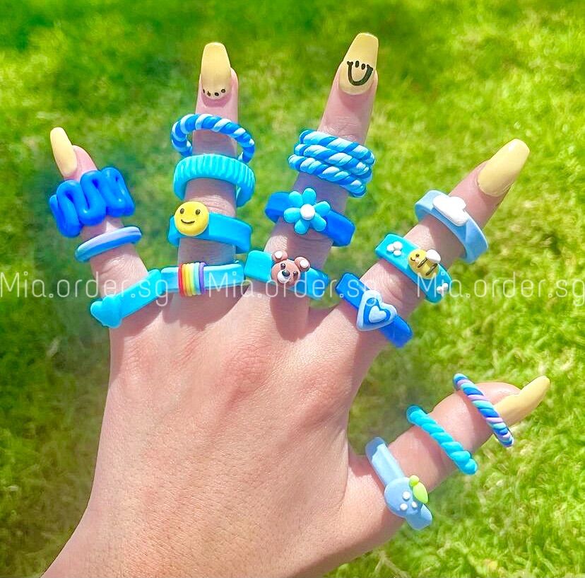 Nhẫn đất sét POLYMER CLAY handmade nhiều màu sắc mùa hè
