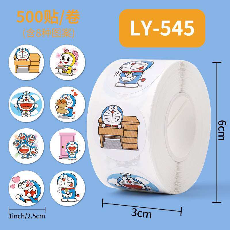 CUỘN 500 STICKER TEM NHÃN DÁN DECAL DORAEMON