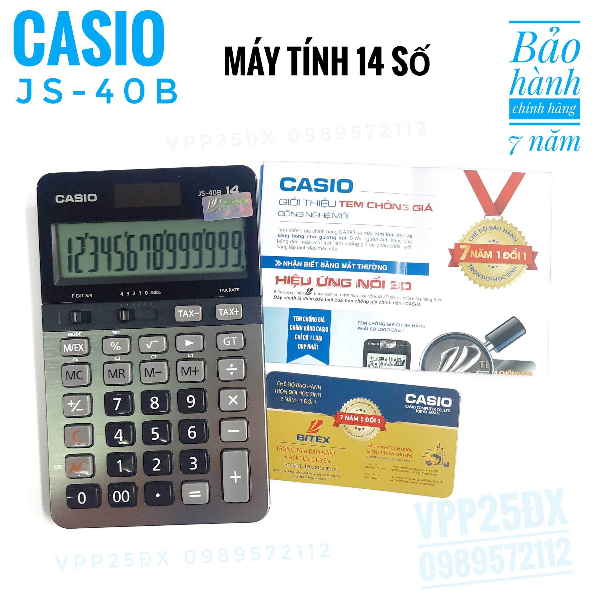 Máy tính 14 số casio JS-40B Chính hãng (Bảo hành 7 năm)