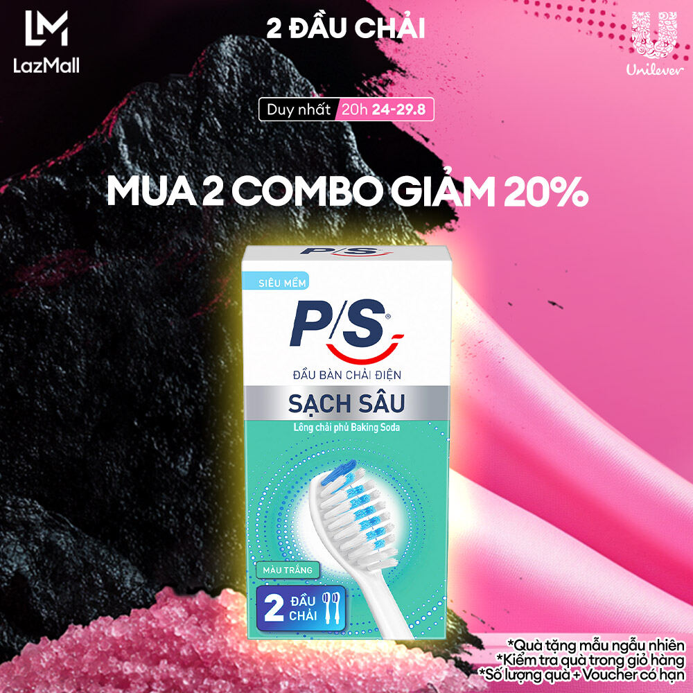 Bộ 2 đầu bàn chải điện P/S S100 Pro - Sạch Sâu Màu Trắng