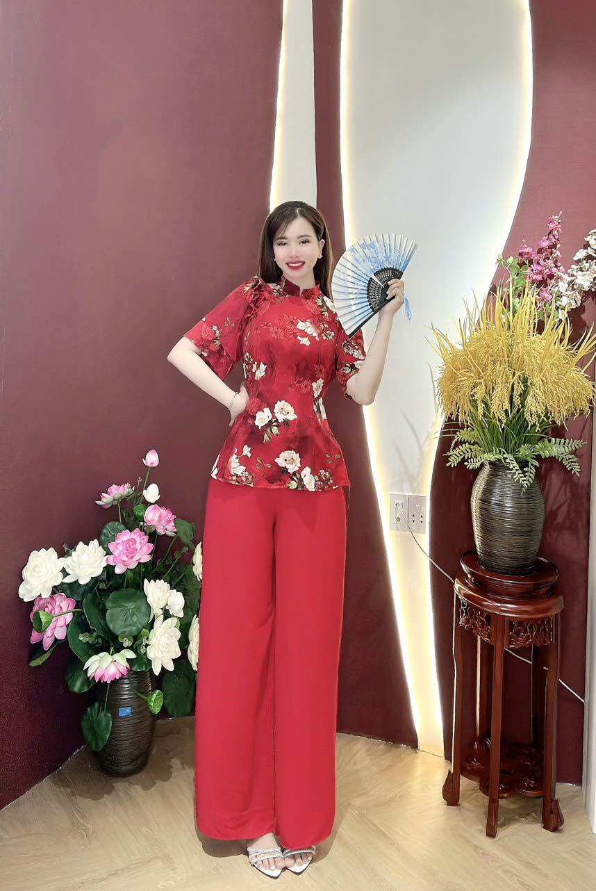 BỘ BÀ BA NỮ ÁO CỔ CAO VẢI LỤA MANGO