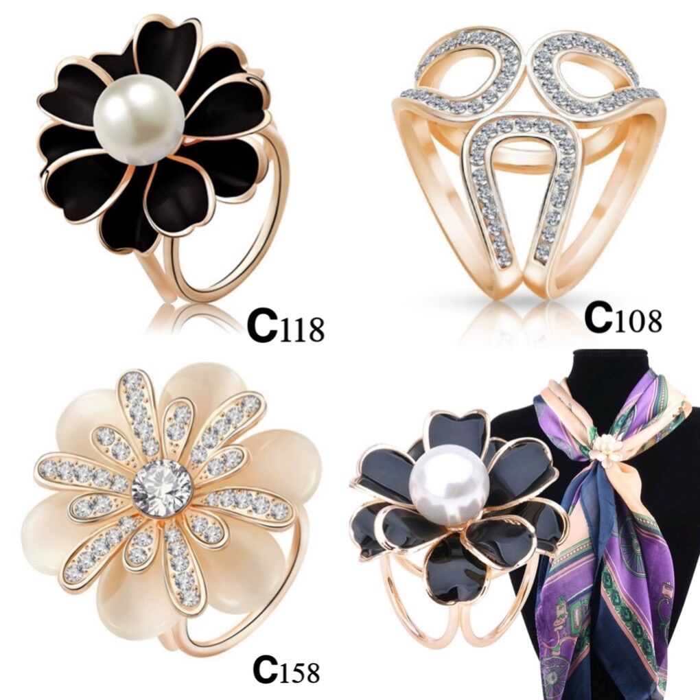 Khuy cài khăn lụa - Kẹp cài tạo nút thắt khăn lụa quàng cổ nhiều mẫu hot trend