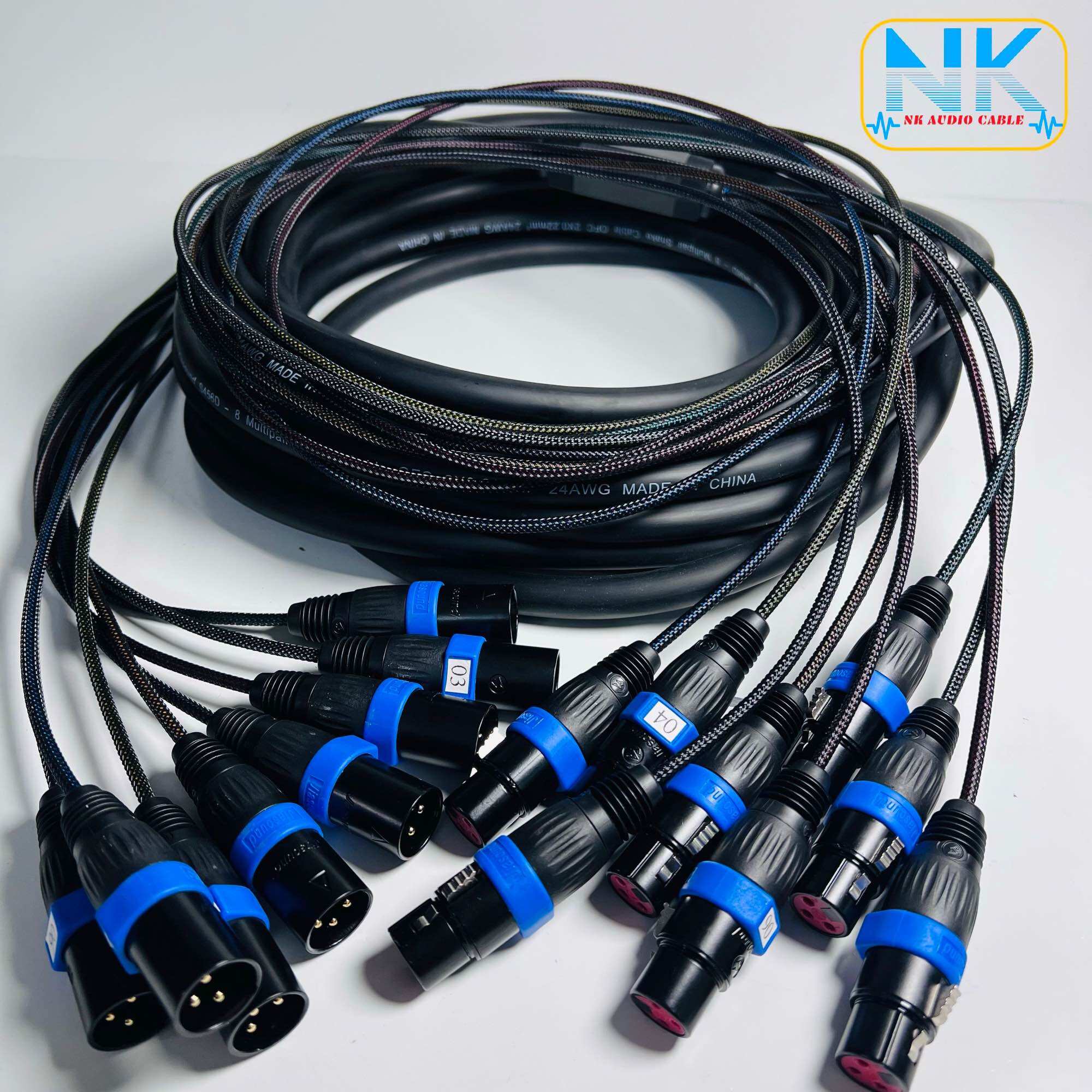 Cáp line trống drum 8 line jiasound chống nhiễu dài 5m -> 30m