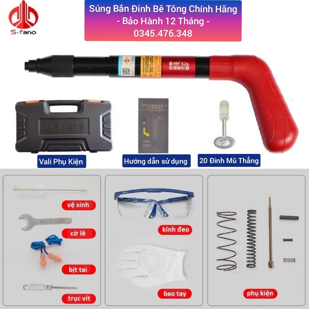 Máy bắn đinh vít bê tông, bắn tôn, sắt thép dày 6mm không dùng điện