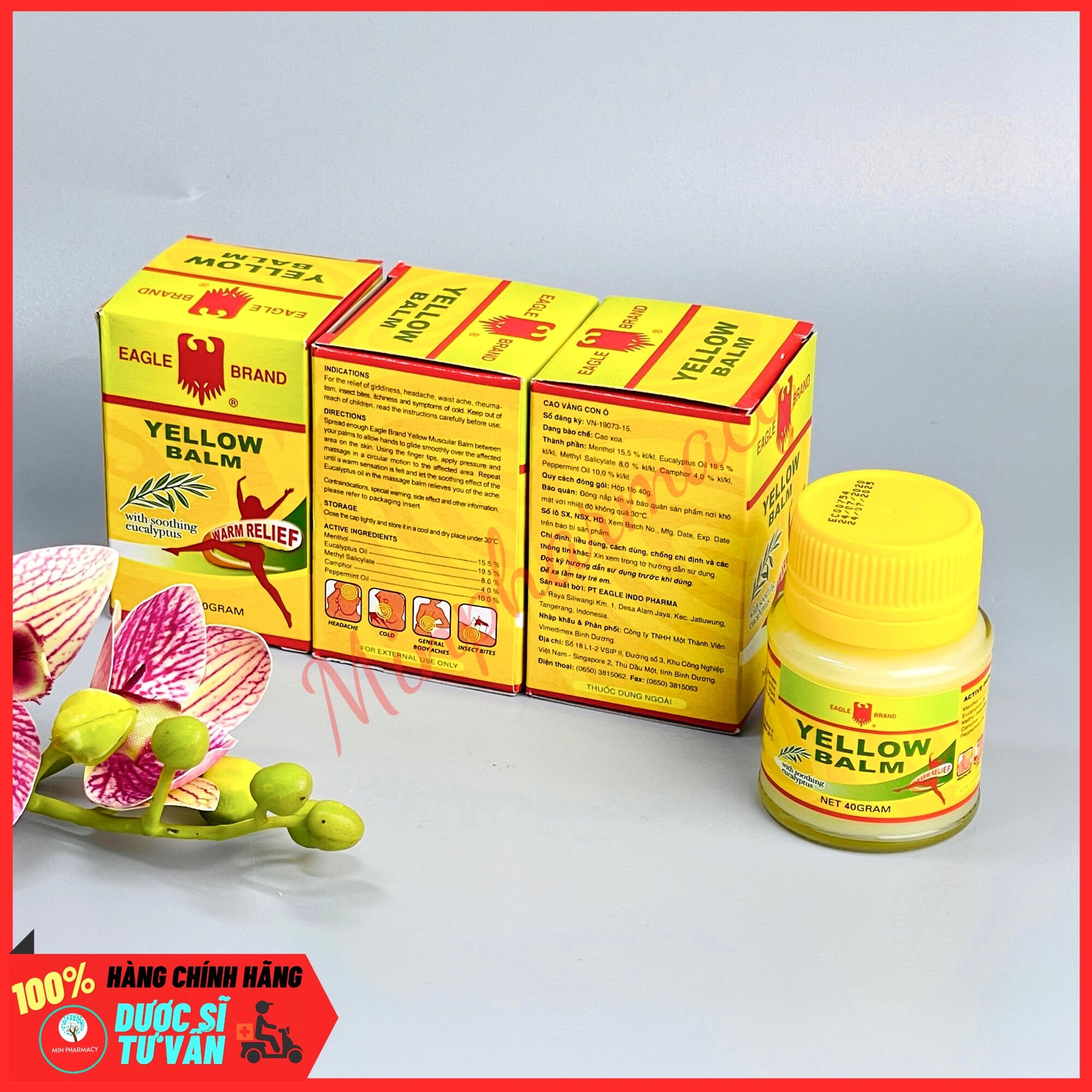 Dầu Cù Là Con Ó EAGLE YELLOW BALM Lọ 40g - Minpharmacy