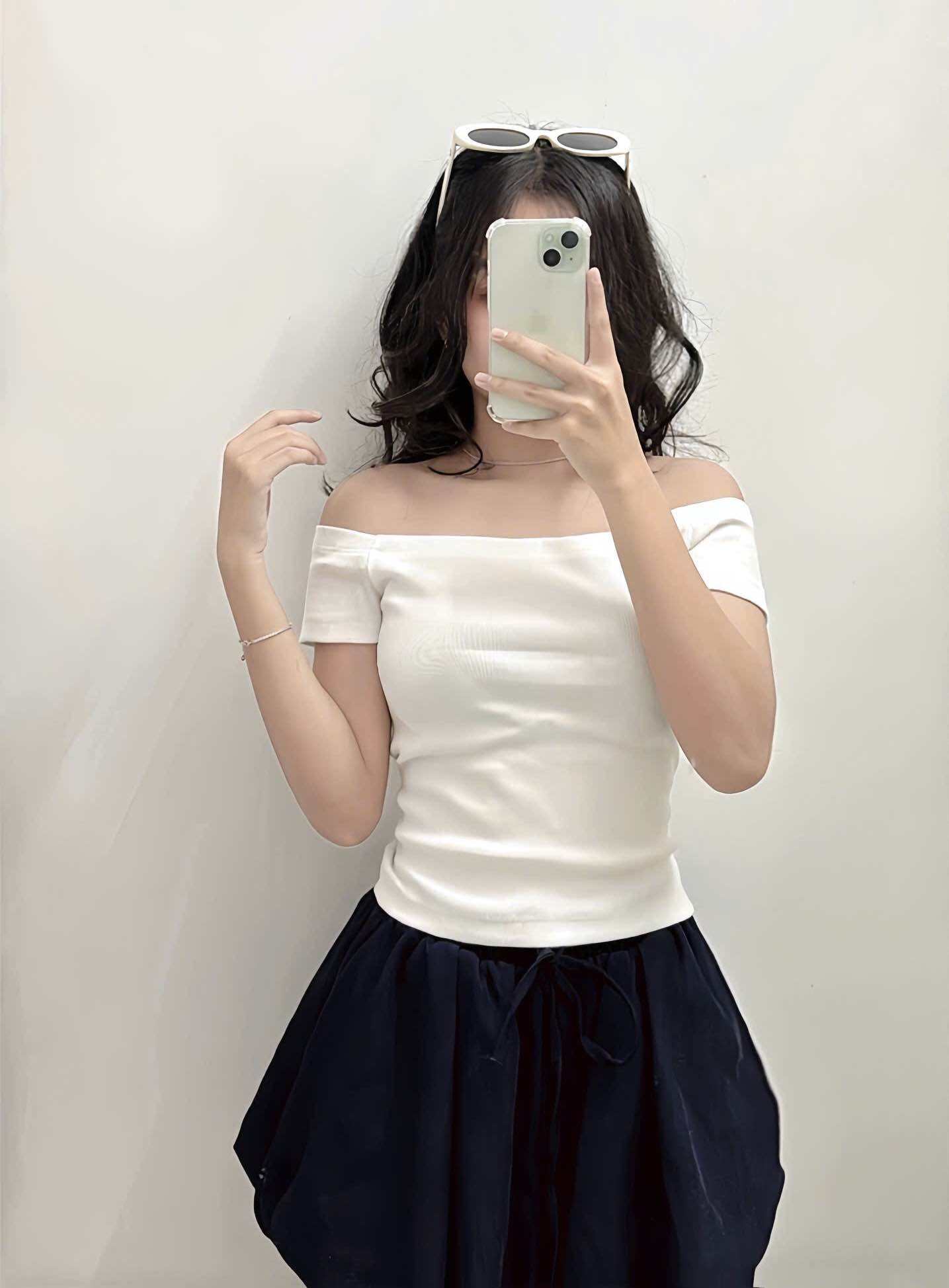 Áo thun nữ trễ vai ôm body thun gân tăm có size S, M, L