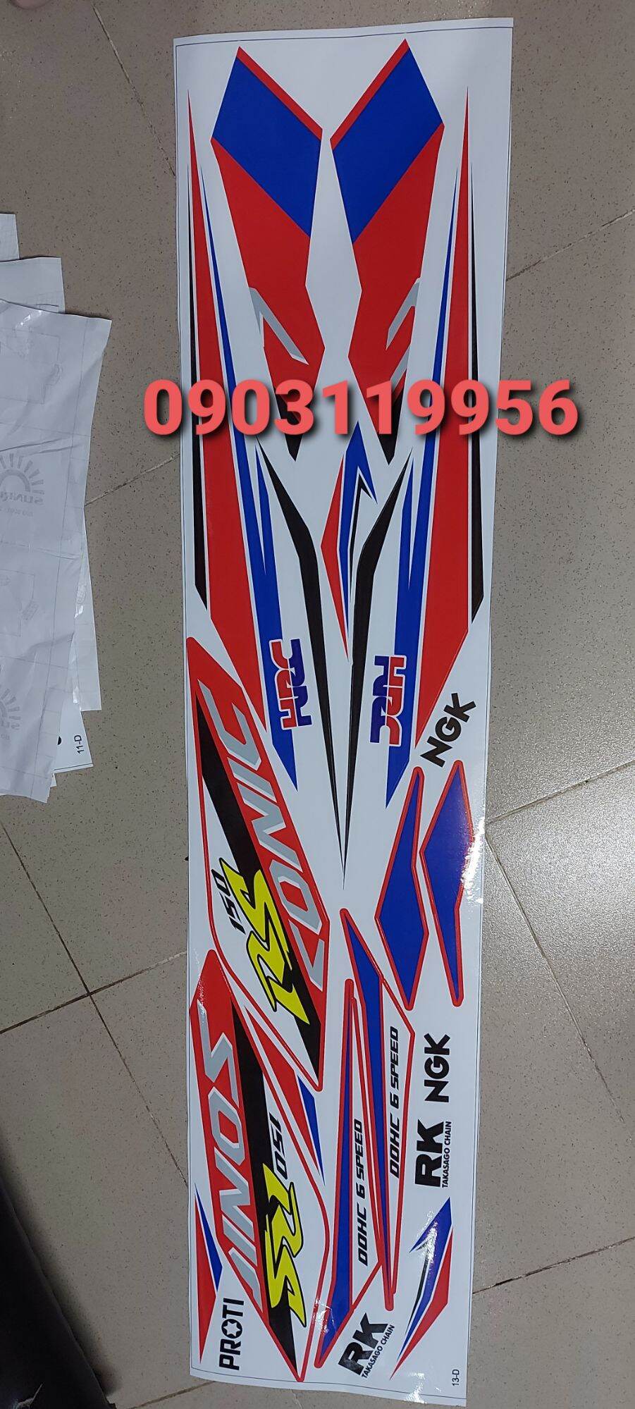 tem rời sonic 150 trắng đỏ